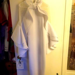 White beautiful dress with flare bell sleeves